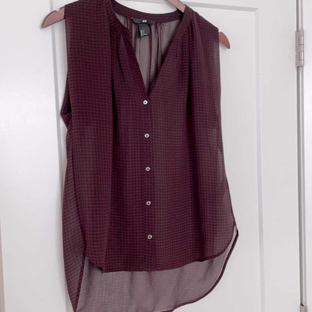 Dark purple check top sleeveless top